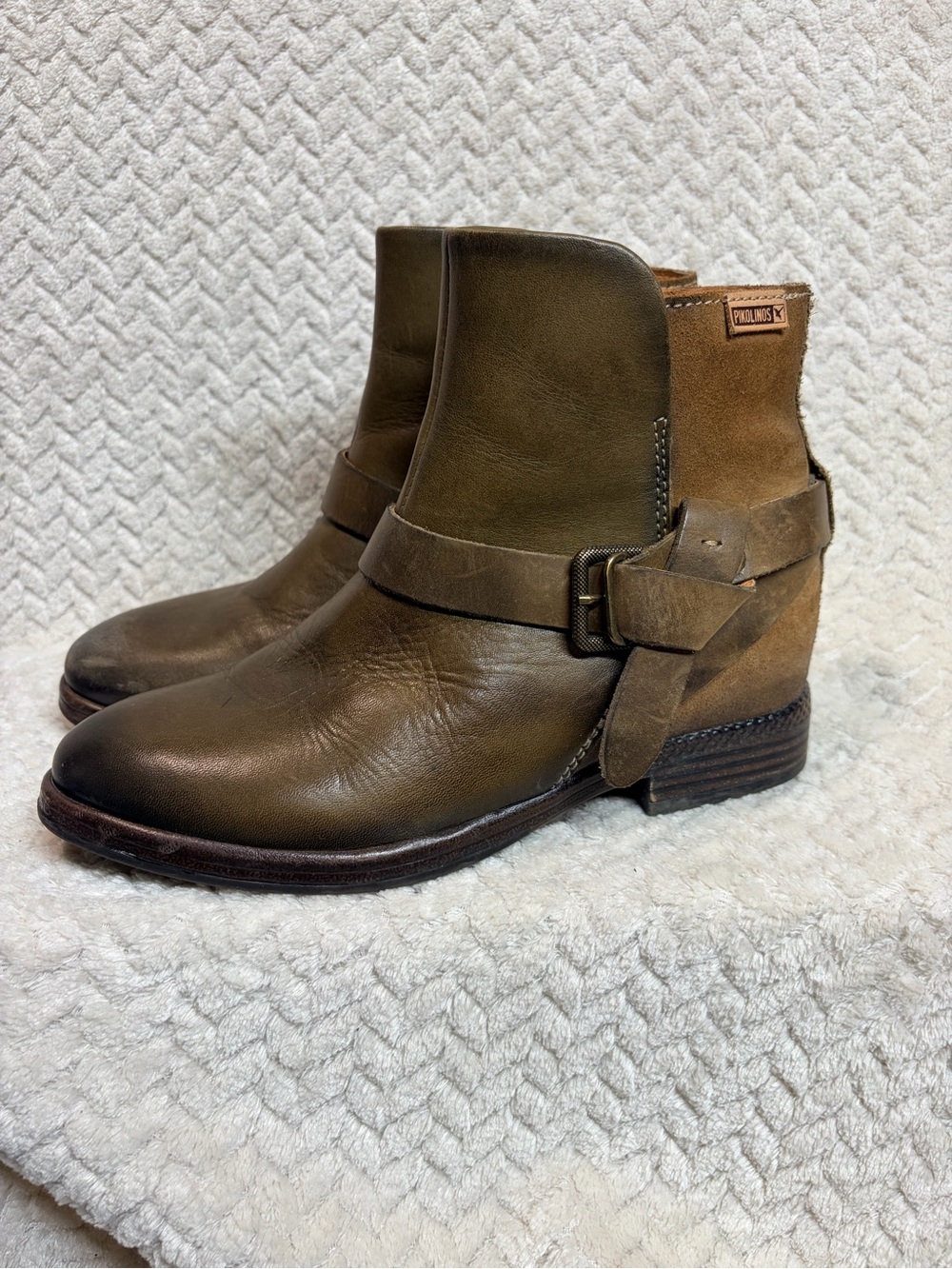 Pikolinos Spanish Leather Ankle Boots Olive Green‎ Gorpcore Whimsigoth Sz 35